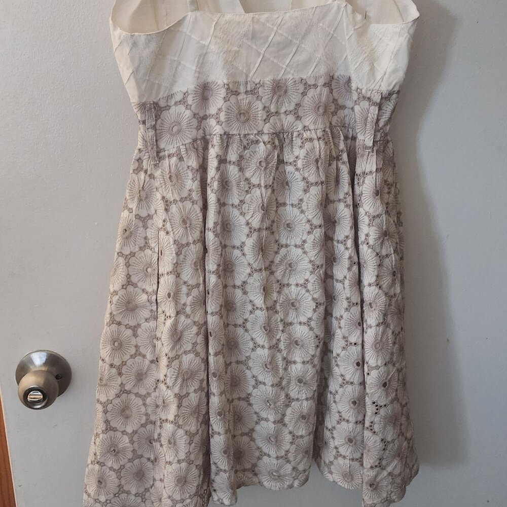 Womens Sundress 4 XS Beige Cotton - Picture 2 of 8